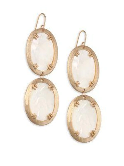 Shop Stephanie Kantis Paris Mother-of-pearl Double Oval Earrings In Yellow Gold