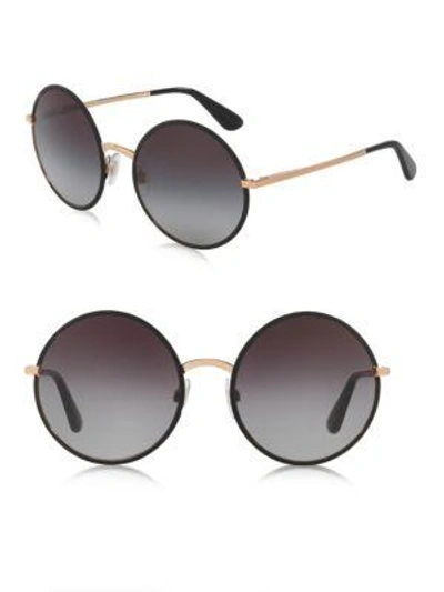 Shop Dolce & Gabbana 56mm Round Sunglasses In Gold Brown