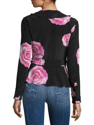 ganni fayette silk wrap top