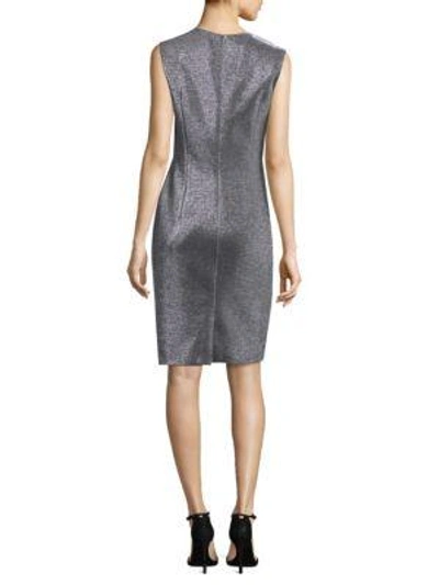 Shop Escada Metallic Jersey Sheath Dress In Shiny Silver