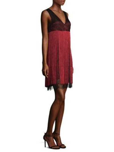 Shop Prabal Gurung Fringe V-neck Dress In Garnet