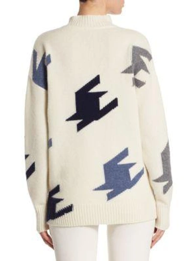 Shop Victoria Beckham Cashmere Houndstooth Sweater In Vanilla