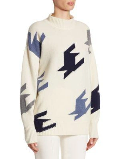 Shop Victoria Beckham Cashmere Houndstooth Sweater In Vanilla