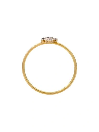 Shop Loquet 14kt Gold Diamond Four Leaf Clover Ring In Metallic