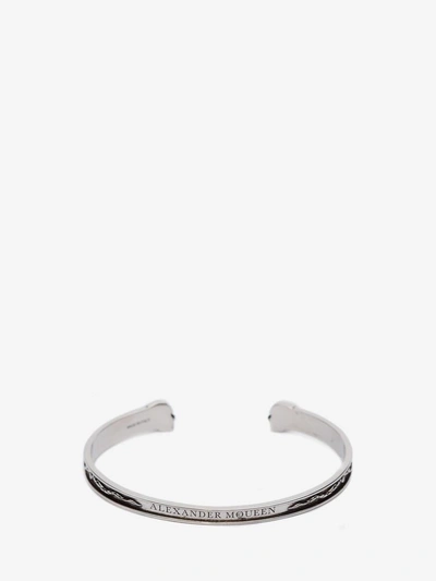 Shop Alexander Mcqueen Twin Skull Bracelet In Silver