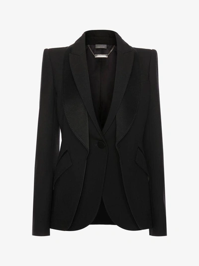 Shop Alexander Mcqueen Double Lapel Tailored Jacket In Black