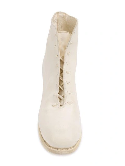Shop Guidi Slouched Lace Up Ankle Boots In White