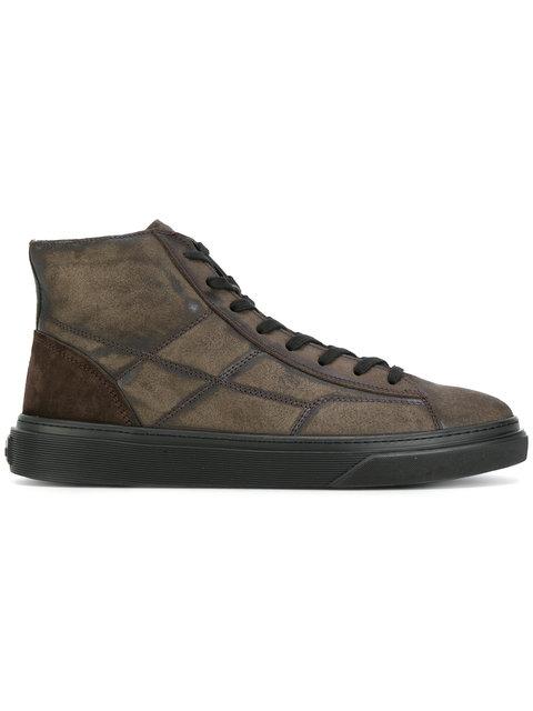 Hogan Brown Leather Sneakers | ModeSens