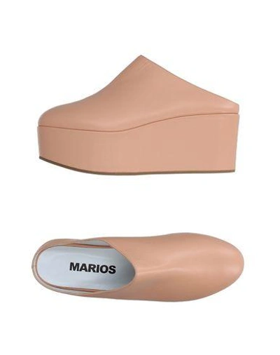 Shop Marios Mules In Apricot