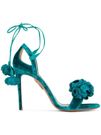 Shop Aquazzura Wild Flower Sandals In Blue