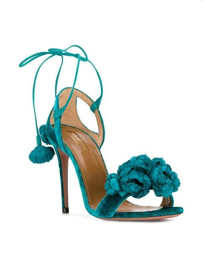 Shop Aquazzura Wild Flower Sandals In Blue