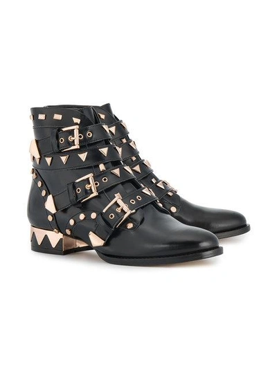 Sophia Webster Riko Stud-embellished Leather Ankle Boots In Black