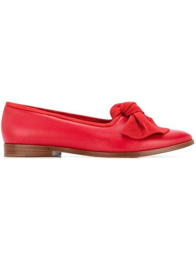 Shop Mansur Gavriel Bow Flat In Red