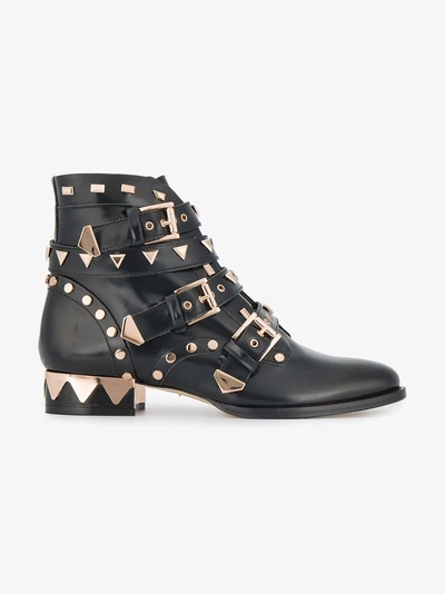 Sophia Webster Riko Stud-embellished Leather Ankle Boots In Black