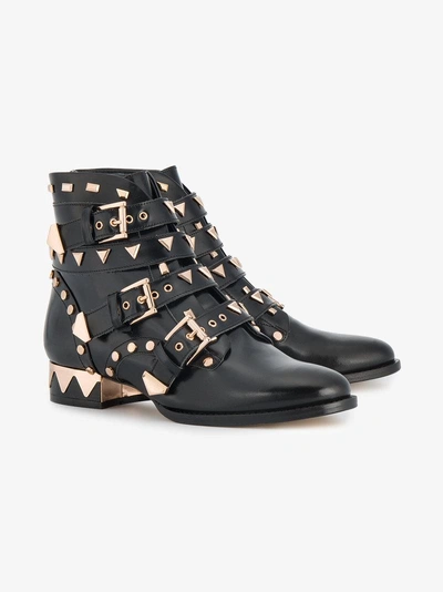 Sophia Webster Riko Stud-embellished Leather Ankle Boots In Black