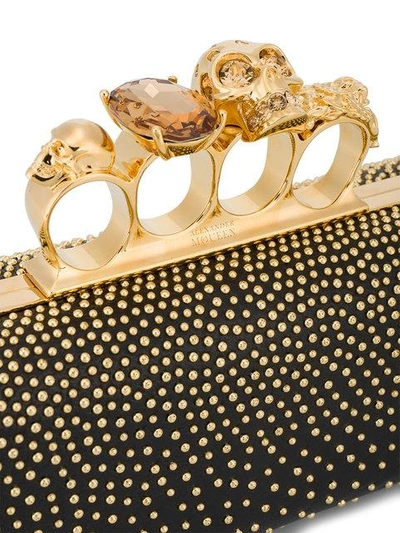 Shop Alexander Mcqueen Gold Stud Knuckle Duster Clutch Bag In Black