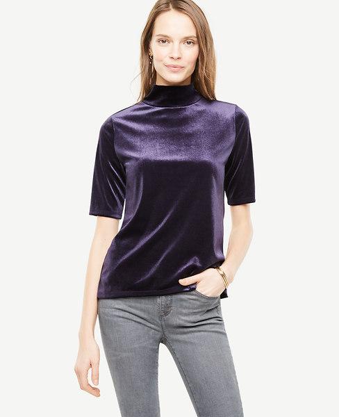 navy blue mock neck top