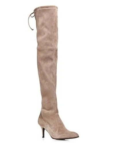 Shop Stuart Weitzman Women's Tiemodel Suede Over-the-knee Boots In Topo Gray