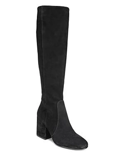 Shop Sam Edelman Women's Thora Suede Tall Block Heel Boots In Black
