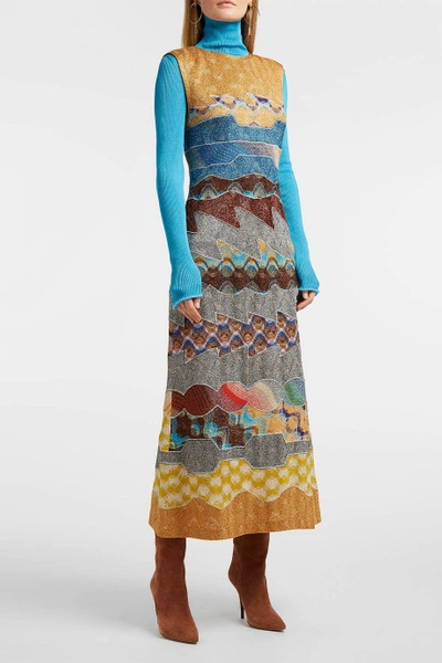 Shop Missoni Metallic Jacquard-knit Dress In Multicoloured