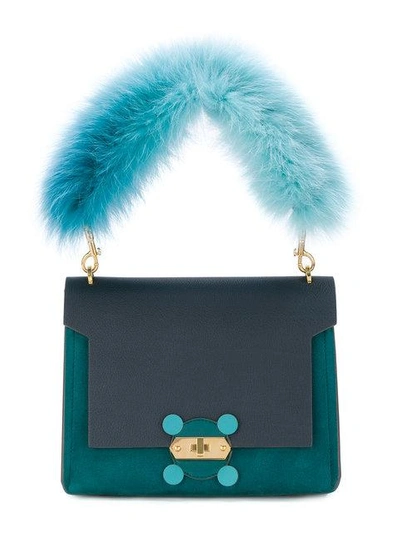 Shop Anya Hindmarch Faux Fur Handle Crossbody Bag In Blue