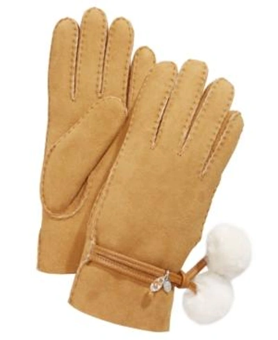 Ugg Brita Shearling-lined Gloves W/ Pompoms & Charms In Black | ModeSens