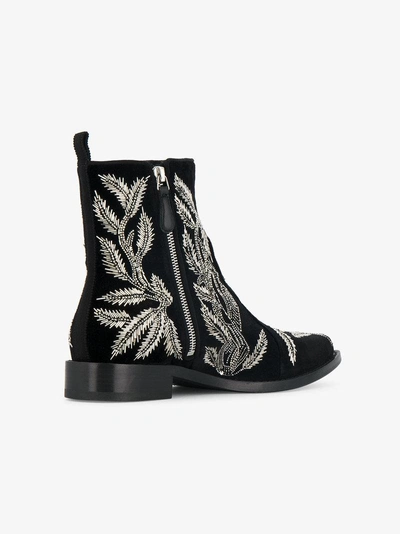 Shop Alexander Mcqueen Braided Chain Tree Of Life Ankle Boots In Black