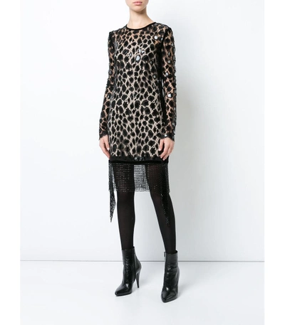 Shop Alexander Wang Leopard Lace Dress In Black Multi