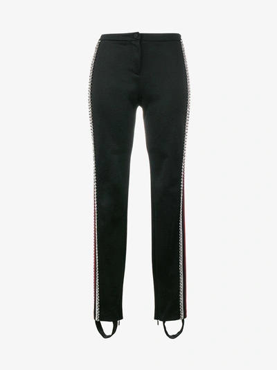 Shop Gucci Black Crystal Embellished Track Pants