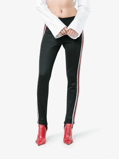 Shop Gucci Black Crystal Embellished Track Pants