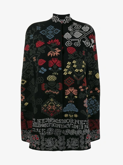 Shop Alexander Mcqueen Cape Mit Floraler Naht In Black