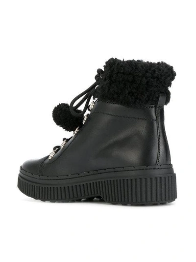 Shop Tod's Shearling-trimmed Ankle Boots - Black