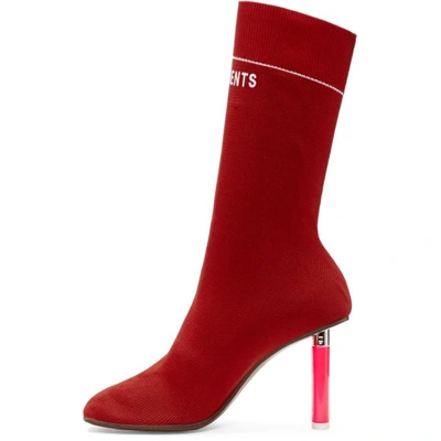 Vetements 90mm Lighter Socks Ankle Boots In Red | ModeSens