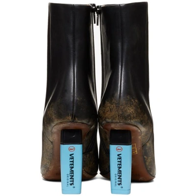 Shop Vetements Black Highlighter Gypsy Boots In Black/blue
