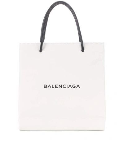 Balenciaga Shopping Paper Small Leather Tote In White | ModeSens