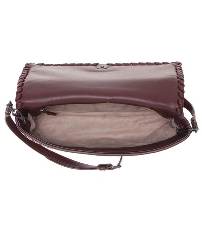 Shop Bottega Veneta Intrecciato Leather Shoulder Bag In Purple