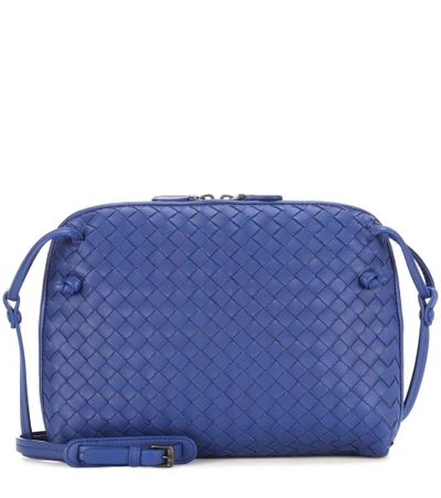 Shop Bottega Veneta Nodini Leather Crossbody Bag In Blue
