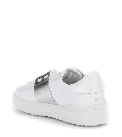 Shop Valentino Garavani Open Metallic Leather Sneakers In White