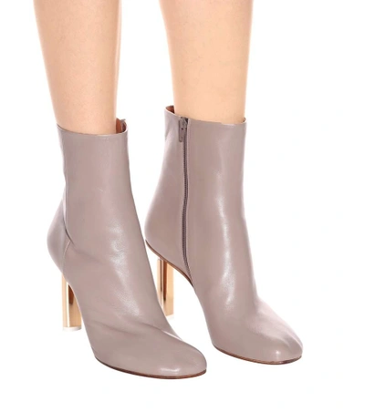 Shop Vetements Leather Ankle Boots In Grey