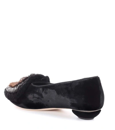 Shop Sanayi313 Zarina Velvet Ballerinas In Black