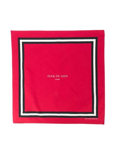 Shop Fear Of God Logo Print Bandana - Red