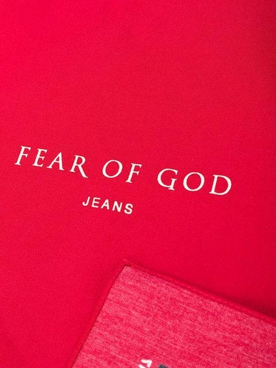 Shop Fear Of God Logo Print Bandana - Red