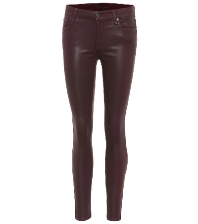 Shop 7 For All Mankind The Ankle Skinny Coated Jeans In Purple