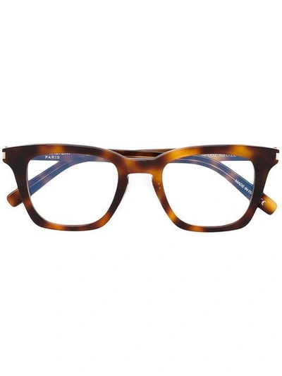 Shop Saint Laurent Square Frame Glasses In Brown