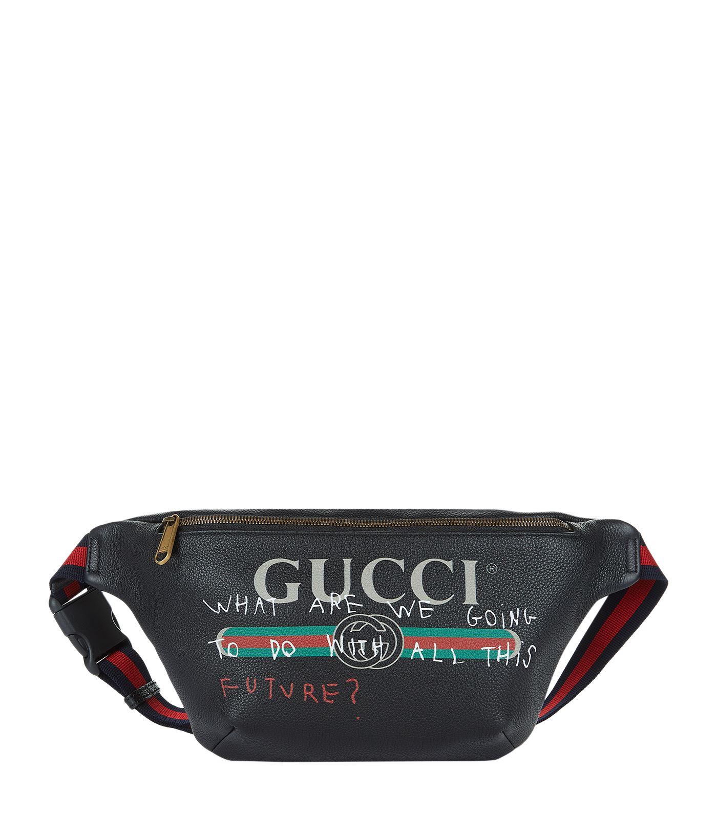 Gucci Slogan Logo Print Belt Bag In 