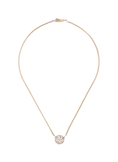 Shop Buccellati 'ramage' Diamond 18k Yellow And White Gold Pendant Necklace In Metallic