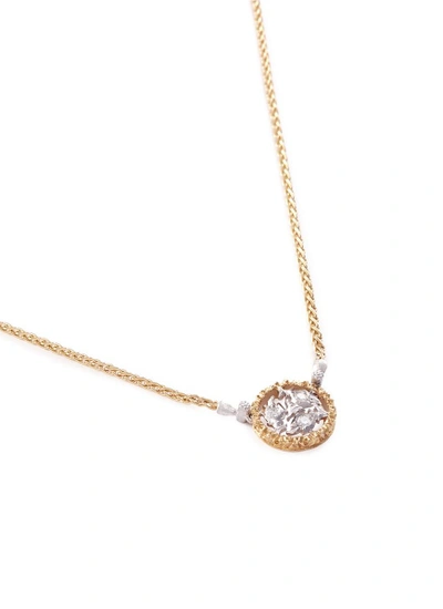 Shop Buccellati 'ramage' Diamond 18k Yellow And White Gold Pendant Necklace In Metallic