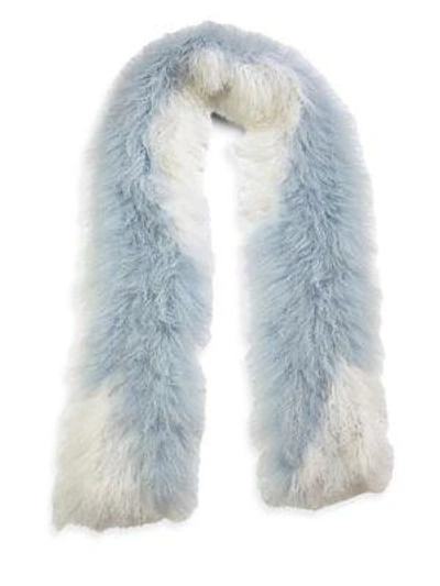Shop The Fur Salon Knit Lamb Fur Scarf In Baby Blue