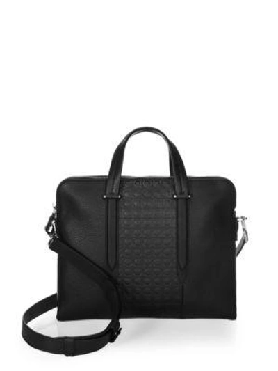 Shop Ferragamo Gancio Soft Leather Briefcase In Black