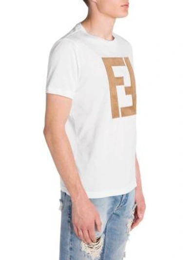 Shop Fendi Men's Ff Logo T-shirt In Bianco